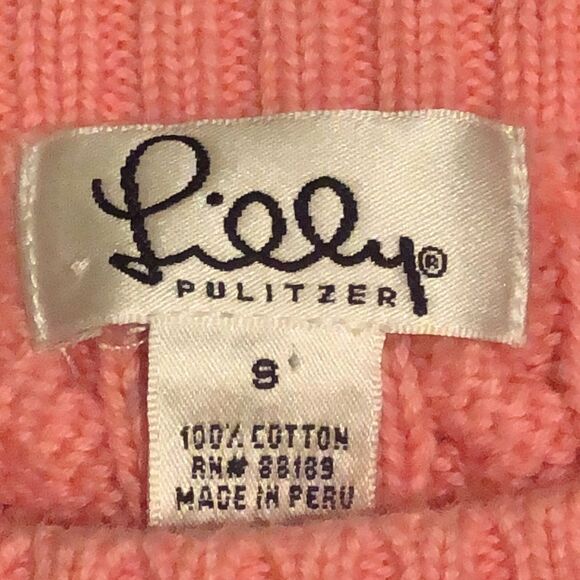 LILY PULITZER Women’s Pink Cable Knit Sweater Size S - Picture 3 of 9